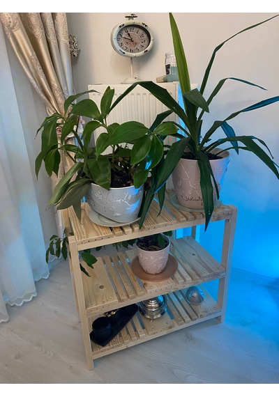 Çağlaa-design Doğal 3 Katlı 60 60 30 Cm Ahşap Dekoratif Çiçeklik-