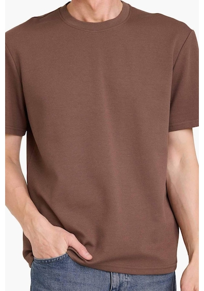 Defacto Bisiklet Yaka Twill Tişört D7912ax26spbn534 Kahve-bn534