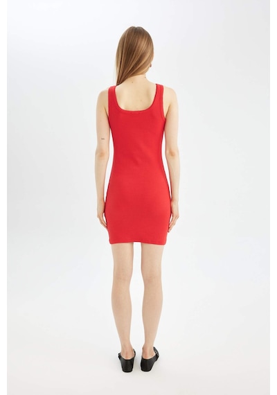 Defacto - Coool Bodycon Vücudu Saran Basıc Fitilli Kaşkorse Mini Kırmızı Elbise A0732AX23SM Kırmızı