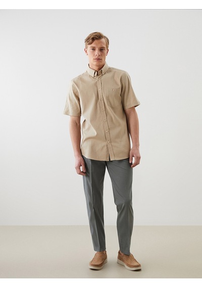 Lcwaıkıkı Classic Bej Regular Fit Poplin Erkek Gömlek