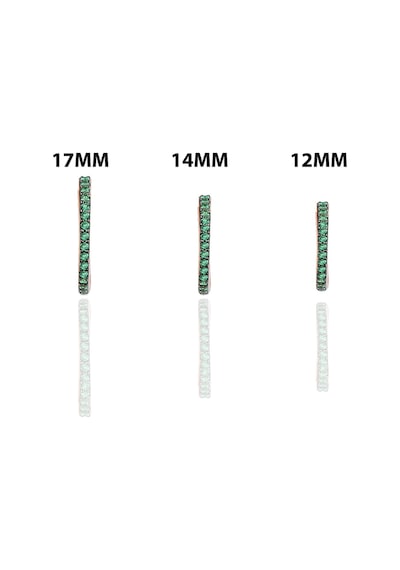 Gümüş Rose Yeşil Taşlı Üç Boydan Oluşan Kombin Halka Küpeler Barcode Gold - Rose Gold - Rodyum