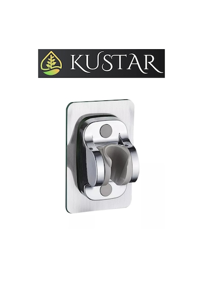 Kustar Krom Kendinden Yapışkanlı 15 Kg Taşıyabilen Nano Duş Başlığı Askısı Mafsal Kolay Temiz Kurulum Gri