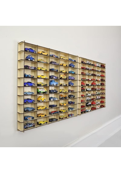 1/64 Ölçek Oyuncak Hobi Koleksiyon 100 Araçlık Set Model Oyuncak Araba Rafı-akçaağaç Çok Renkli