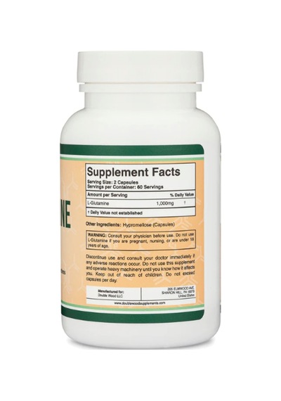 Double Wood L Glutamine Capsul 500mg, 120 Count Non-gmo, Gl...