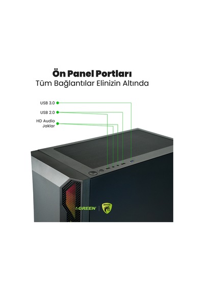 Green Griffin G2 R5-7500F 16 GB 1 TB SSD RTX5060Ti Free Dos Masaüstü Oyuncu Bilgisayarı