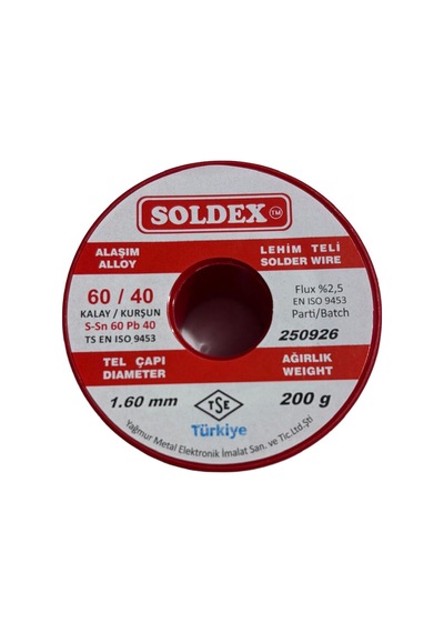Soldex 1.60 Mm 200 G Lehim Teli 60/40 Kalay Kurşun Flux %2.5