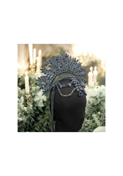 Alınlıklı Büyük Gelin,kına,nişan,söz,after,bride,party Taç Lacivert - 694985918 Lacivert
