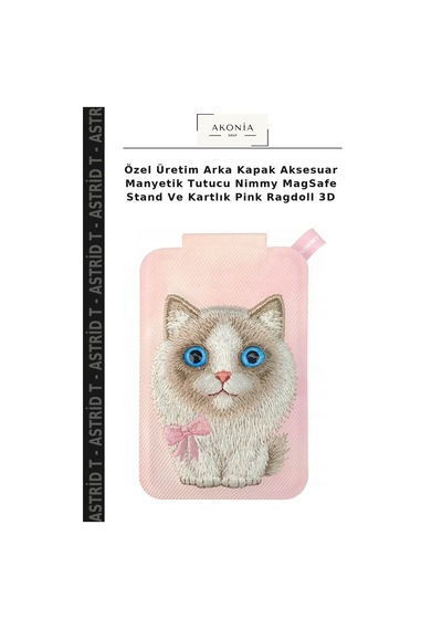 Özel Üretim Arka Kapak Aksesuar Manyetik Tutucu Nimmy Magsafe Stand Ve Kartlık Pink Ragdoll 3d
