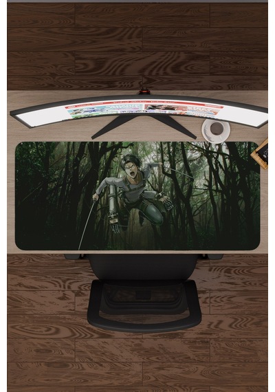 Levi Ackerman Anime V2 - 90x40 Xxl Gaming Kauçuk Kaymaz Taban Mouse Pad Fare Altlığı