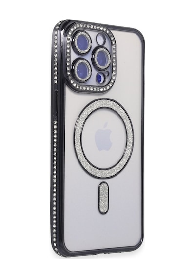 İphone 14 Pro Max Kılıf Joke Simli Magneticsafe Kılıf - Siyah Renk