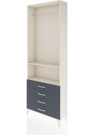 Arges Dolap 2 Raflı 4 Çekmeceli Tek Askılı 88x30x243 Aytaşı-antrasit Aytası