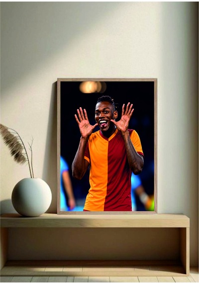 Rafael Leao Sarı Kırmızı Futbol Poster Tablo Doğal Ahşap Çerçeveli Çok Renkli - 919548061 Çok Renkli