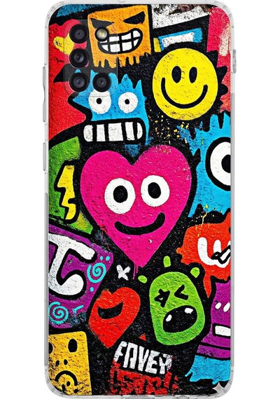 Samsung Galaxy A31 İle Uyumlu Grafiti Aşk Tasarımlı Şeffaf Silikon Kılıf Şeffaf