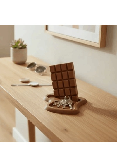 Zeroxo Eriyen Çikolata Görünümlü Anahtarlık Tabağı Eğlenceli Antre Ve Masaüstü Düzenleyici Dekor 15x14 Cm