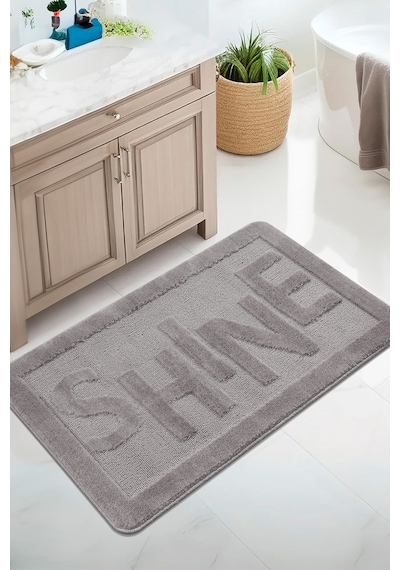Doğal Kaymaz Taban Banyo Paspas Uzun Ömürlü Yumuşak Dokulu Su Emici Yıkanabilir Shine 60x100 Gri