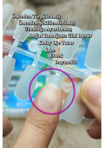 100 Adet Medıum Beden Kısa Jel Tips Takma Tırnak Seti Küt Coffin Şekil Medıum