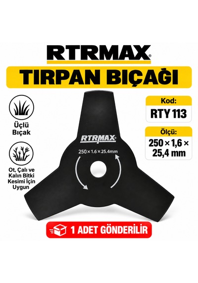Rtrmax Üç Taraflı Ot Biçme Tırpaan Bıçağı 250 X 1.6 25.4 Mm Kod :rty 113 Misina