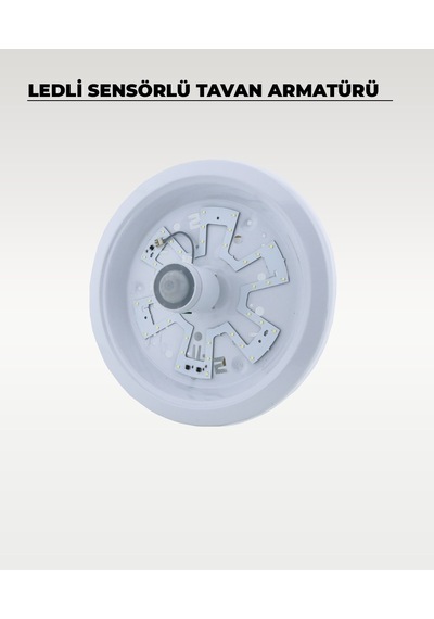 18w Ledli Sensörlü Tavan Armatürü 6500k Beyaz Işık - Cam / Metal Beyaz