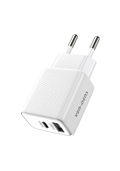 Ven-dens Vd-tc019bac 20 W Type-c Ve 18 W Usb-a Çift Port Hızlı Şarj Adaptörü, Kompakt Tasarım, Beyaz