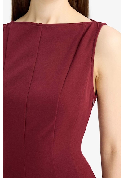 DeFacto Kayık Yaka Basic Düz Kolsuz Mini Abiye Elbise -  F0205AX25SPBR279