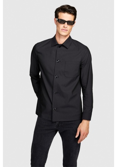 Sisley Liyosel Karışımlı Oversize Gömlek Erkek Siyah Gömlek - 323a5t3rsq02p
