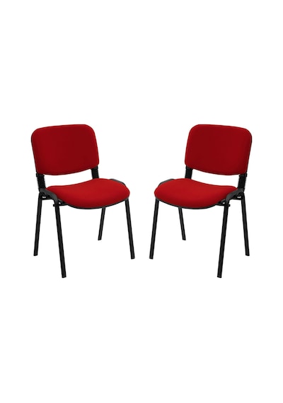Ofisbazaar Form Kırmızı Misafir Sandalyesi 2'li Set Metal Ayaklı Ergonomik Bekleme Ve Toplantı Sandalyesi Kırmızı Kırmızı