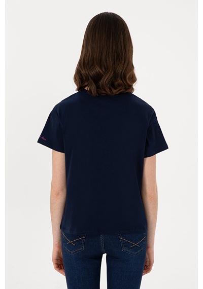 U.S. Polo Assn. Kadın Bisiklet Yaka Tişört 50308639-vr033 Lacivert