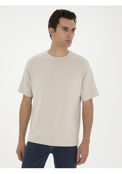 Taş Slim Fit Bisiklet Yaka T-shirt Gri