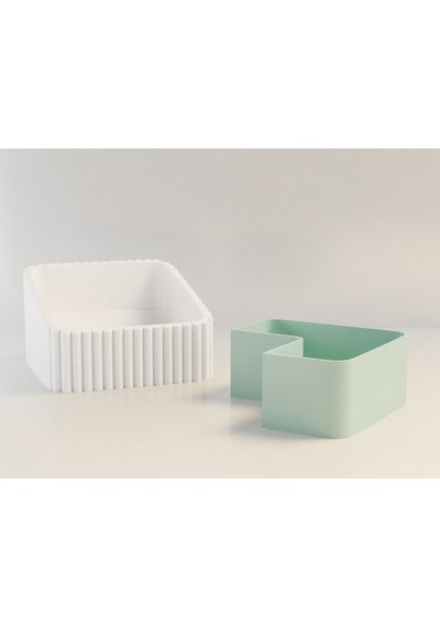 3d Baskı Fıstık Kasesi - Çift Hazneli Kabuk Ayırıcı Sunum Kasesi - Beyaz Mint Diğer