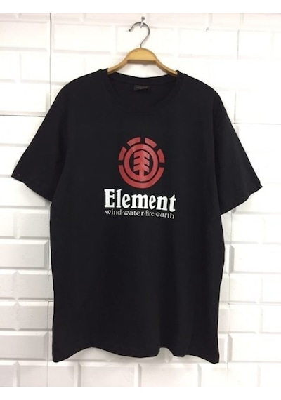 Element Baskılı Unisex Siyah %100 Pamuk T-shirt SIYAH