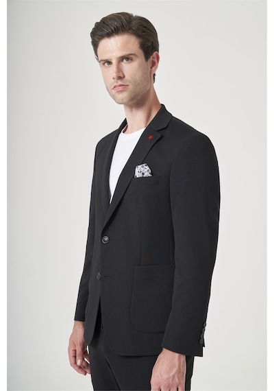 İmza Siyah Mono Yaka 6 Drop Slim Fit Beli Lastikli Takım Elbise 1001260194