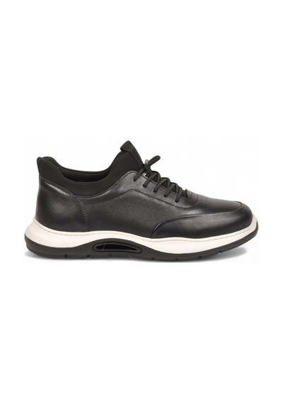 Komcero Kauçuk Tabanlı Siyah-beyaz Hakiki Deri Sneaker Erkek Casual Ayakkabı Hz2844-8225