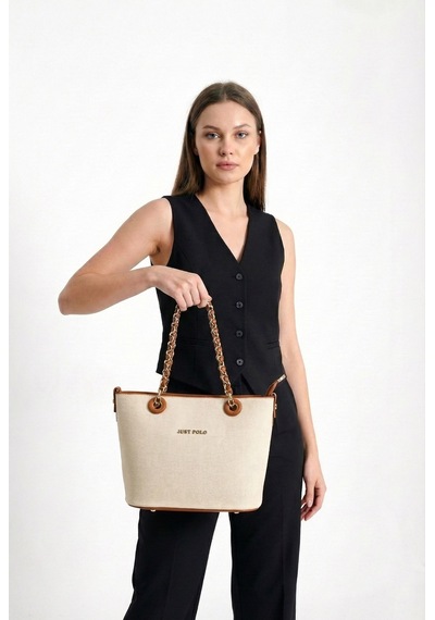Just Polo Çapraz Askılı Kadın Çantası Krem-taba 6054 Krem