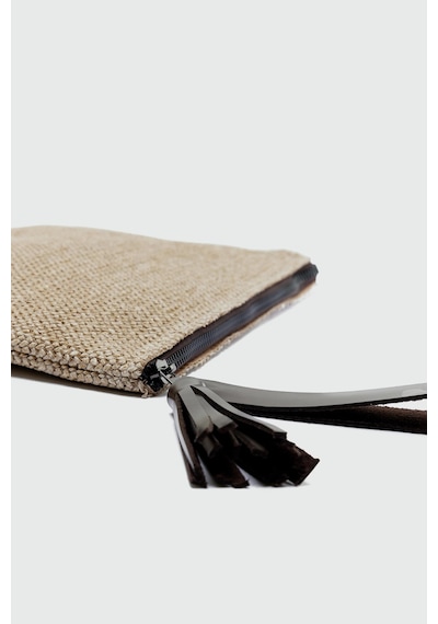 Shule Bags Juno Püskül Detaylı Hasır Clutch Çanta Kahve Kahve