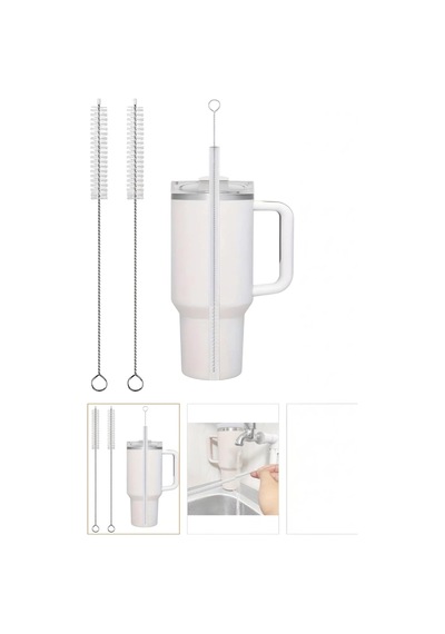 2 Adet Uzun Pipet Temizleme Fırçası, 30 Cm, Paslanmaz Çelik Ve Dayanıklı Naylon Uçlu, Stanley Quencher Ve Büyük Boy Termoslar İçin Hijyenik Yıkama