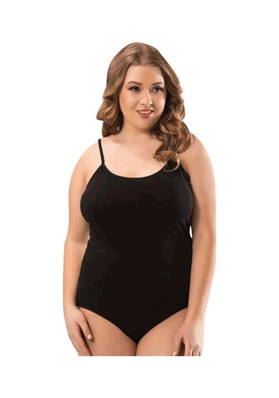 20st 2 Adet Battal Beden İp Askılı Kadın Çıtçıtlı Body Siyah 13-2010