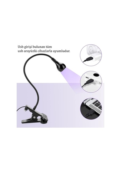 Tr Portatif Mandallı Mini Uv Led Lamba Manikür Tırnak Kurutucu Siyah 3w