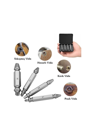 Hasarlı Bozuk Vida Çıkarıcı Hasar Görmüş Vida  Sökme