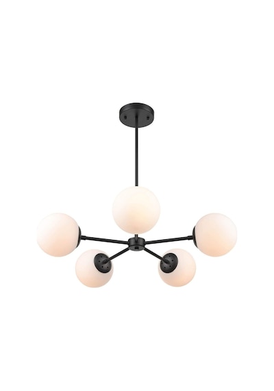 Beşli Spark Model Modern Beyaz Glop Camlı Avize