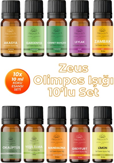 Zeus Olimpos Işığı 10'lu Set Oda Kokusu Esansı 10x10ml Karışık