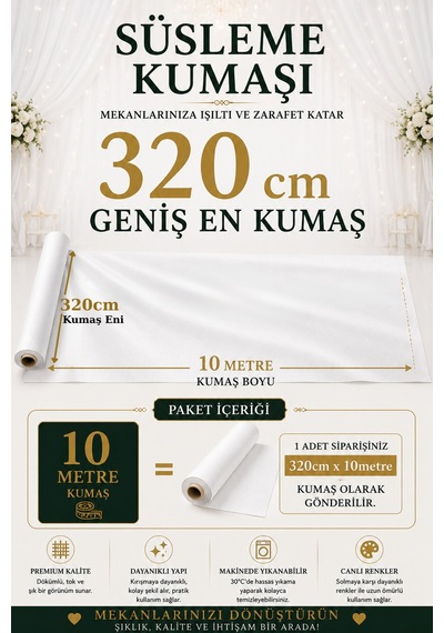 Süsleme Kumaşı 10 Metre Düğün, Davet, Organizasyon Ve Parti Süslemeleri İçin Dekoratif Kumaş Limon Limon Süsleme Kumaşı 10 Metre Düğün, Davet, Organizasyon Ve Parti Süslemeleri İçin Dekoratif Kumaş Limon Limon