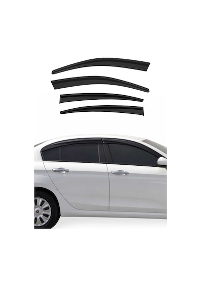 Fiat Egea Sedan 2015-2024 Uyumlu Araca Özel Sport Style Akrilik Cam Rüzgarlığı Koyu Duman 4 Parça