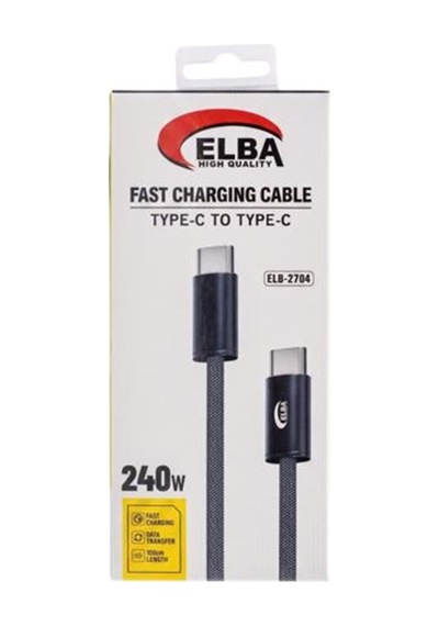 Elba Elb-2704 240w Type-c To Type-c 1mt Örgülü Desenli Şarj Kablosu 480mps Hızlı Şarj