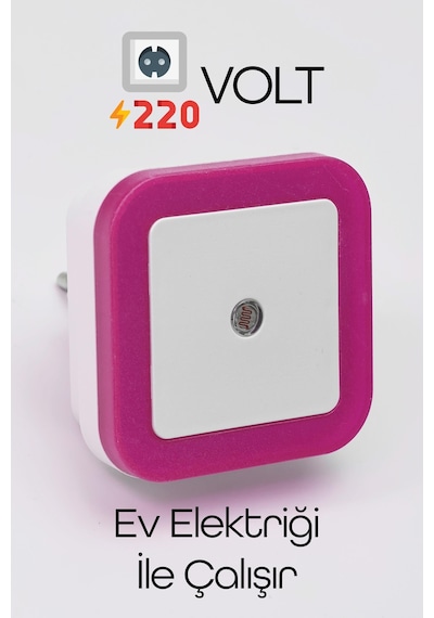 Kare Otomatik Gece Lambası Işığa Duyarlı Karanlık Ldr Sensörlü Koridor Pembe Gc02 Pembe