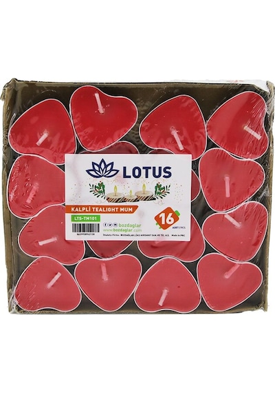 16pcs Kalpli - Kırmızı Tea Light Mum Açık Kırmızı