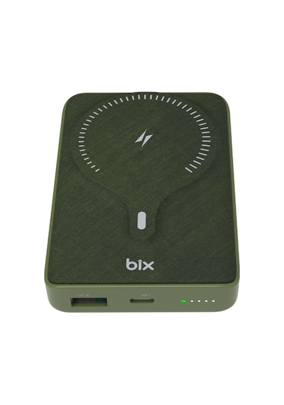 Bix Pb105 10000mah Pd20w Type-c Usb 15w Kablosuz Powerbank Yeşil