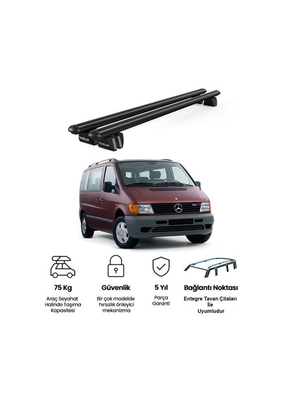 Pençe Mercedes-benz Vito Ara Atkı 1996-2004 Uyumlu Siyah Ara Atkı 135cm Port Bagaj Tavan Barı