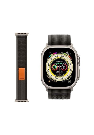 Apple Uyumlu  Watch 42mm 44mm 45mm 49mm 1/2/3/4/5/6/se/7/8/ultra Akıllı Saat Silikon Kordon Ve Kayışı Trail Loop Koyu Gri Turuncu