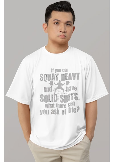Tasarım Squat Fitness Bodybuilding Sporcu Baskılı Unisex Oversize Beyaz