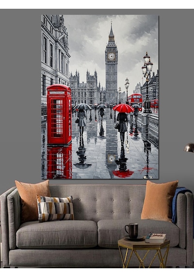 Ahşap Tablo Londra Telefon Kulübesi Manzara